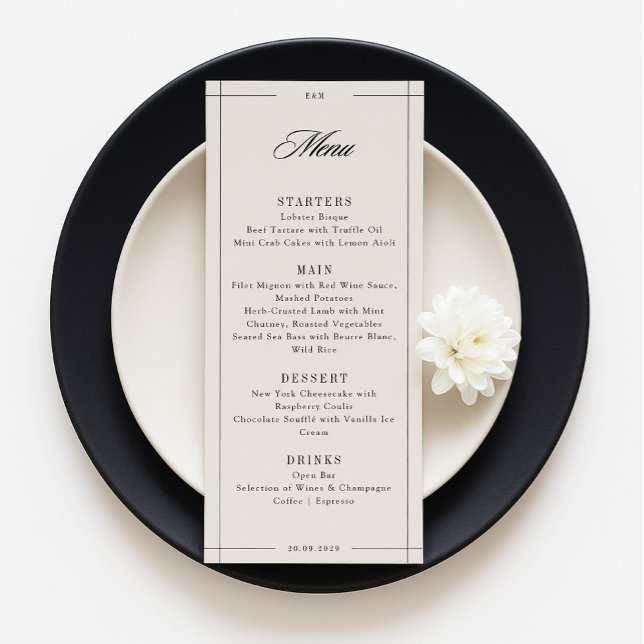 Minuscule menu de mariage moderne frontière élégan (Créateur téléchargé)