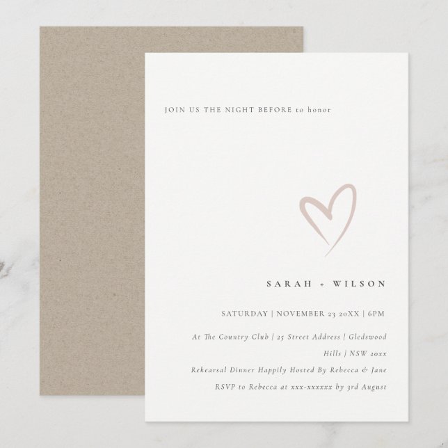 Minuscule Soirée Cardiaque Simple Avant Invitation (Devant / Derrière)