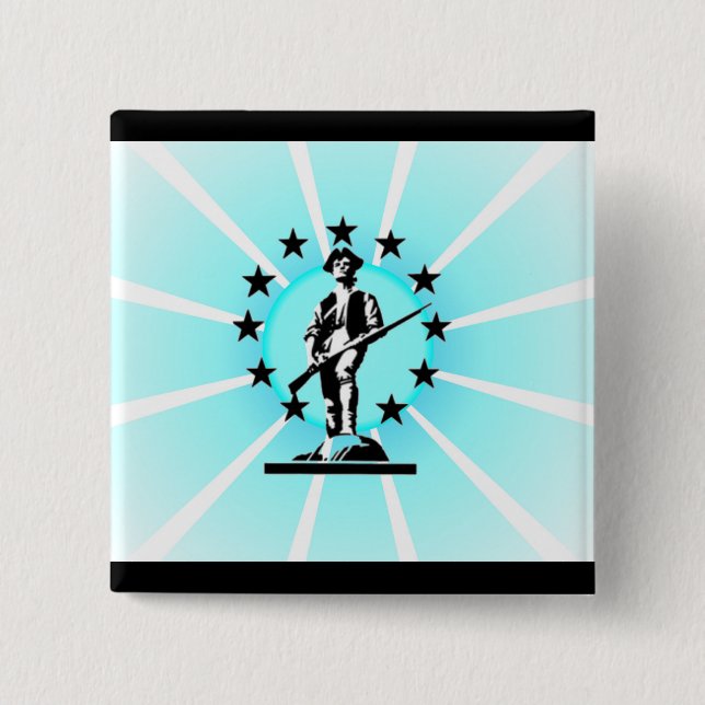 Minuteman 2 Inch Square Button (Front)