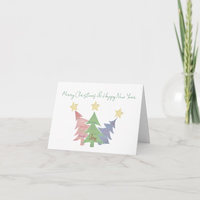 Minutieux Word Art Noël Carte de voeux pliée (Devant)