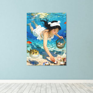 "Mio’s Descent" – An Ocean Portrait Canvas Print