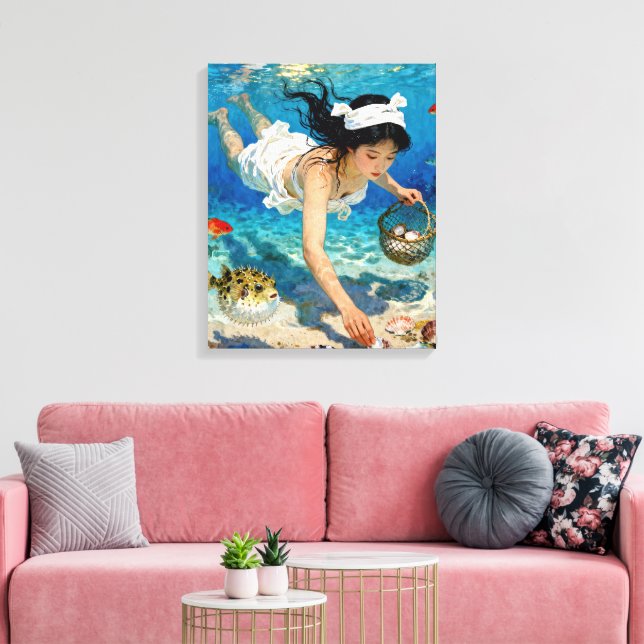 "Mio’s Descent" – An Ocean Portrait         Canvas Print (Insitu(LivingRoom))