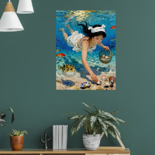 "Mio’s Descent" – An Ocean Portrait         Poster