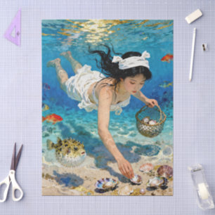 "Mio’s Descent" – An Ocean Portrait Tissue Paper