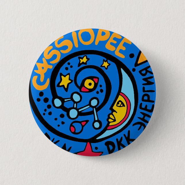 Mir-Cassiopee  Mission Patch Logo 2 Inch Round Button (Front)