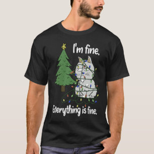 Mir Geht Es Gut Tangled Cat In Christmas Fairy Lig T-Shirt