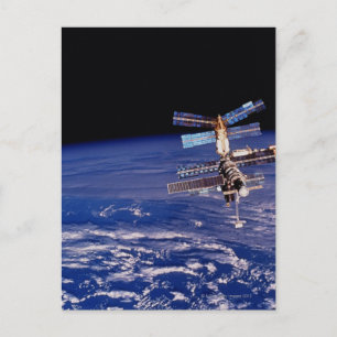 Mir Space Station floating above the Earth Postcard