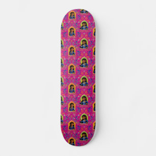 Mira   Pink Ornate Pattern Skateboard