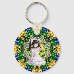 Mirabella in Emerald Light – Kaleidoscope Mandala Keychain
