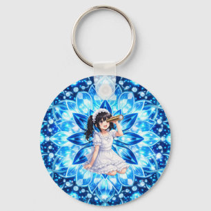 Mirabella in Frost Light - Ice Blue Kaleidoscope Keychain