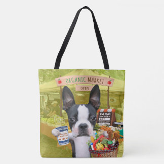 Mirabelle, the boston terrier farmer's market tote bag