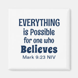 Miracle Bible Verse Christian Faith Navy Blue Magnet