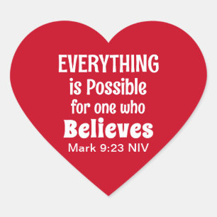 Miracle Bible Verse Christian Faith Red Heart Sticker