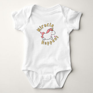 Miracle happens cute unicorn design for babies baby bodysuit