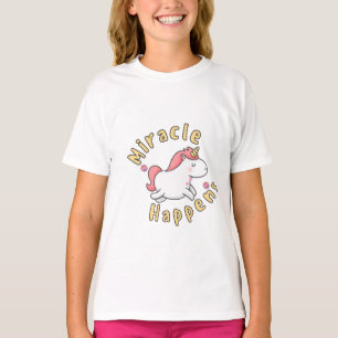 Miracle happens cute unicorn design T-Shirt