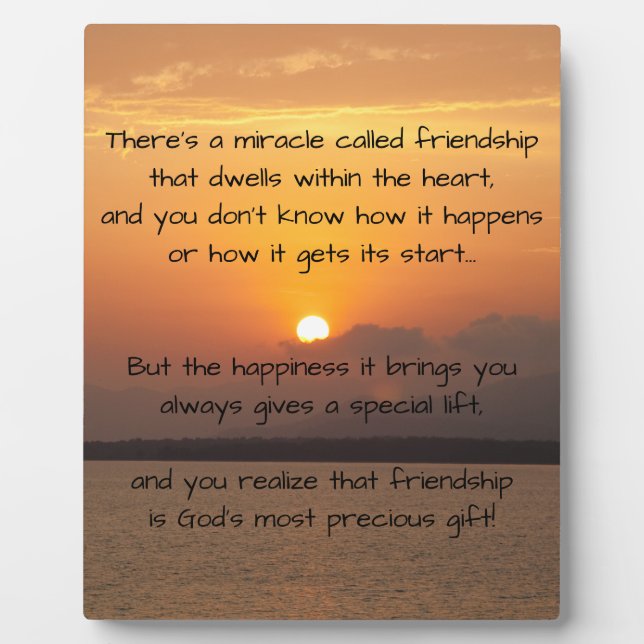 Miracle of friendship Customizable Poem Plaque (Front)