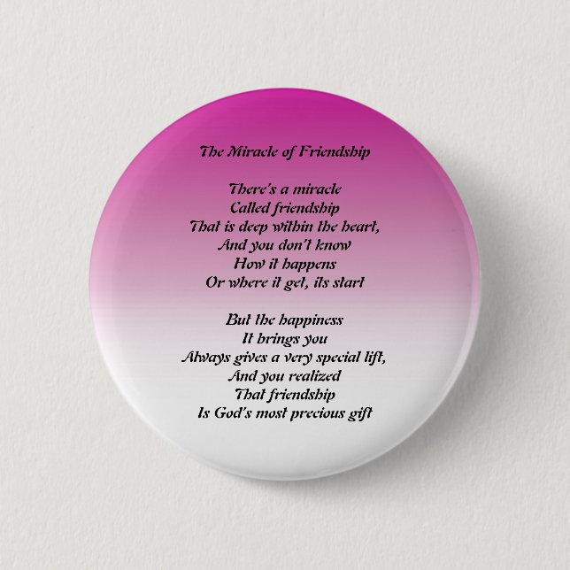 Miracle of Friendship poem button (Front)