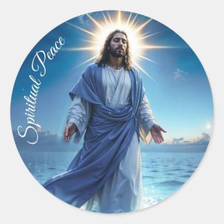 Miracle of Jesus Christ ocean spiritual peace  Classic Round Sticker