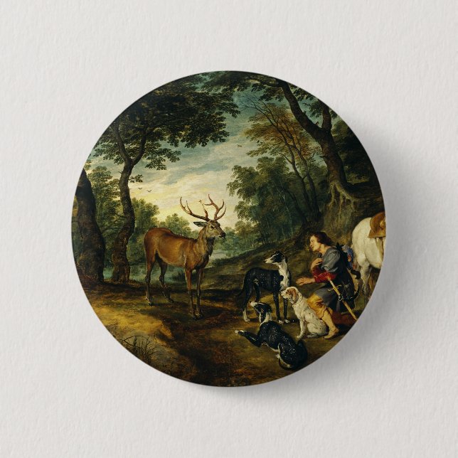 Miracle of Saint Hubert by Peter Paul Rubens  2 Inch Round Button (Front)