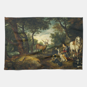 Miracle of Saint Hubert by Peter Paul Rubens Kitchen Towel