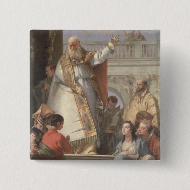 Miracle of St. Patrick, c.1746 (oil on canvas) 2 Inch Square Button (Front)