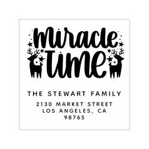 Miracle Time Christmas Family Name Return Address Self-inking Stamp