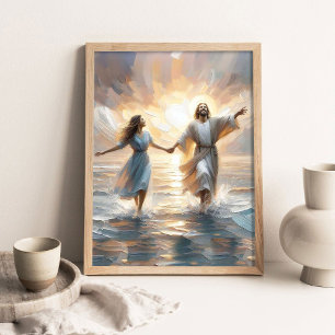 Miracle Together, Christian Painting, Jesus Walkin Poster