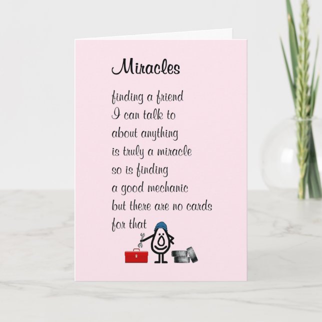 Miracles - a funny Thinking of You poem Card (Front)
