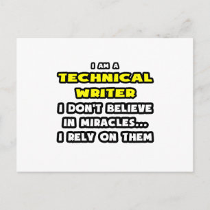 Miracles and Technical Writers ... Funny Postcard