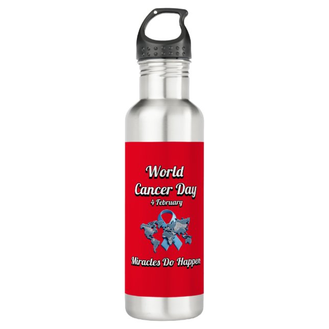 Miracles Do Happen. World Cancer Day.  710 Ml Water Bottle (Front)