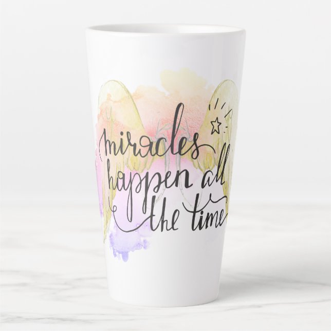 Miracles Happen Angel Wings  Latte Mug (Front)