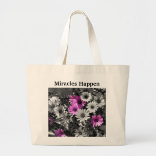 Miracles Happen Daisies Inspirational Tote Bag