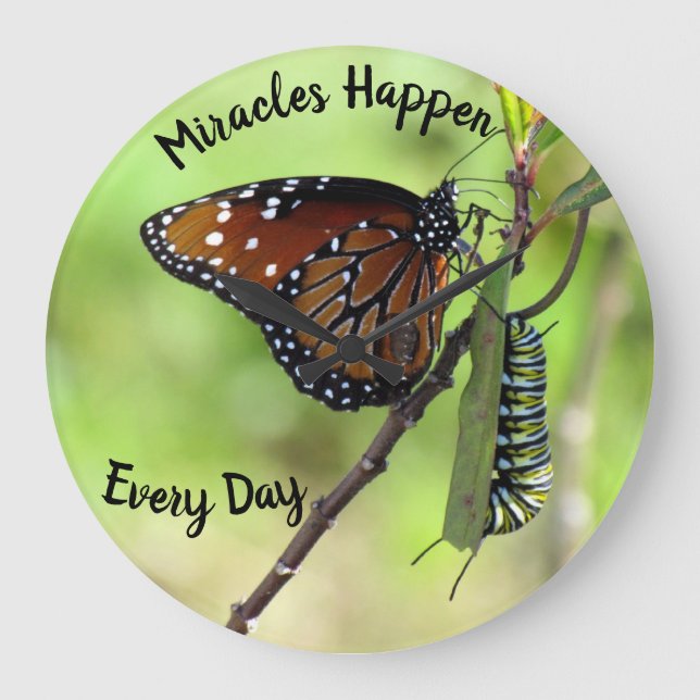Miracles Happen Every Day  - Butterfly- Wall Clock (Front)
