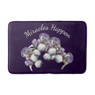 Miracles Happen Iris Flowers Inspirational   Bath Mat