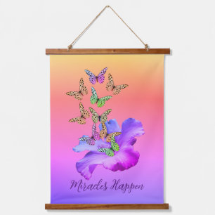 Miracles Hibiscus Butterflies Inspirational   Hanging Tapestry