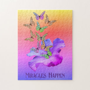 Miracles Hibiscus Butterflies Inspirational   Jigsaw Puzzle