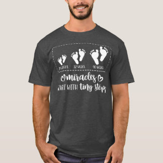 Miracles Start With Tiny Steps Baby Feet Nurse T-Shirt