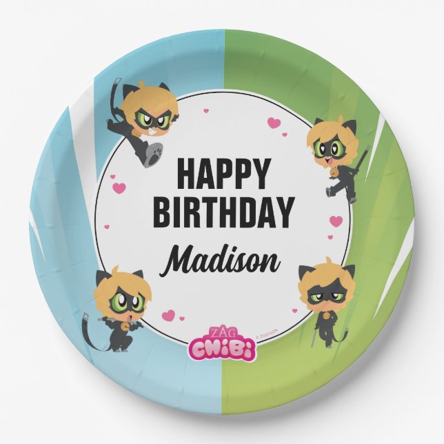 Miraculous Cat Noir Birthday Paper Plate (Front)