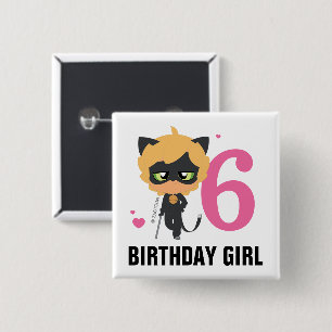 Miraculous Cat Noir Chibi Birthday Girl 2 Inch Square Button