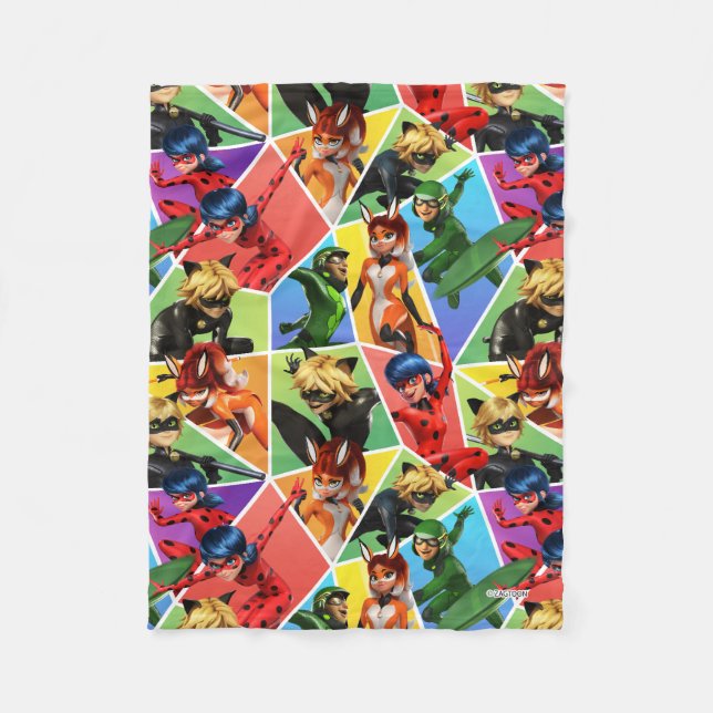 Miraculous Colourful Character Pattern Fleece Blanket (Front)