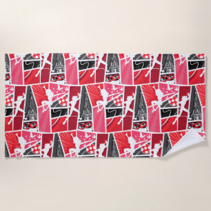 Miraculous Comic Ladybug Paris Pattern Beach Towel