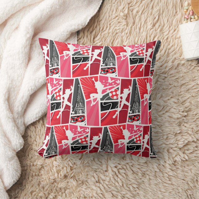 Miraculous Comic Ladybug Paris Pattern Throw Pillow (Blanket)