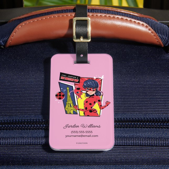 Miraculous Comic Ladybug Parisian Way Luggage Tag (Front Insitu 2)