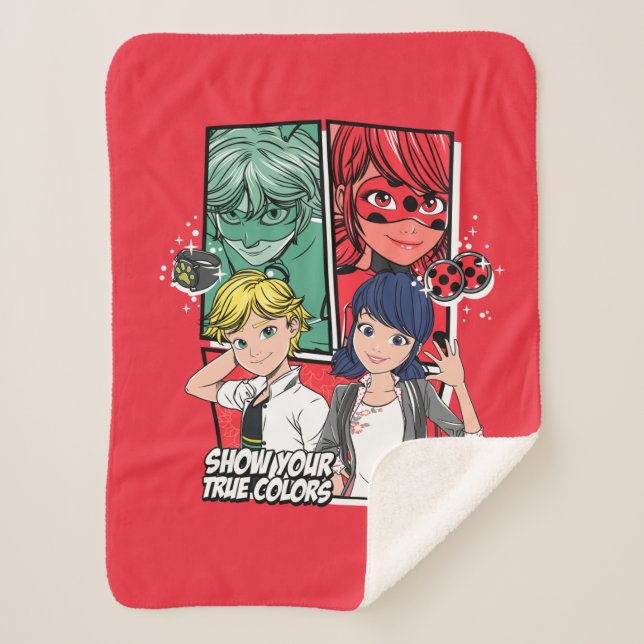 Miraculous Comic Marinette & Adrien True Colours Sherpa Blanket (Front)