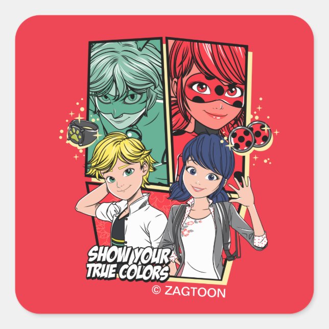 Miraculous Comic Marinette & Adrien True Colours Square Sticker (Front)