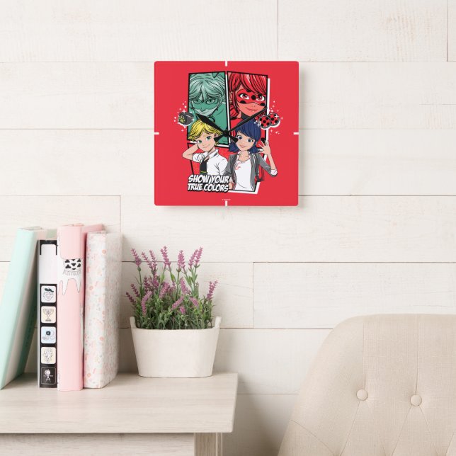 Miraculous Comic Marinette & Adrien True Colours Square Wall Clock (Reading Room)