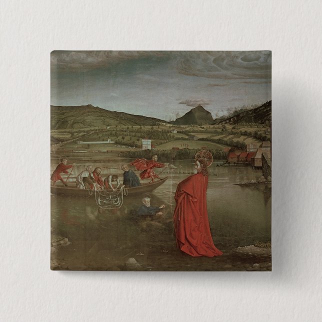 Miraculous Draught of Fishes 2 Inch Square Button (Front)