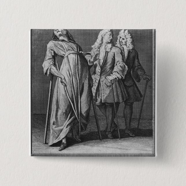 Miraculous healing of a paralytic 2 inch square button (Front)