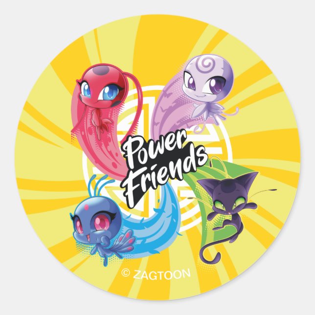 Miraculous Kwamis Power Friends Classic Round Sticker (Front)