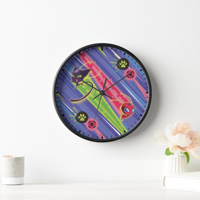 Miraculous Kwamis Tikki & Plagg Pattern Clock (Home)
